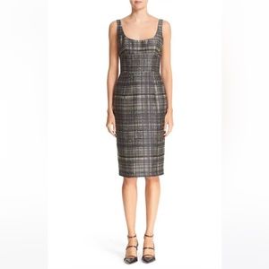 NWOT $435 MILLY Confetti Check Scoop Neck Sheath Dress Size 4